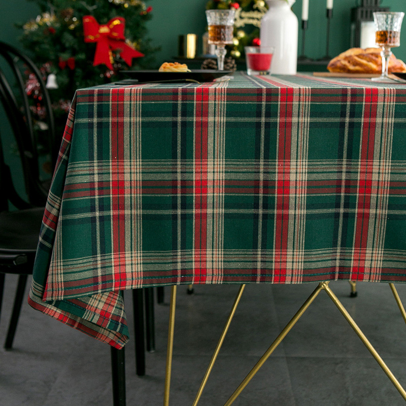 Christmas Tablecloth Fabric, American Style Green ...